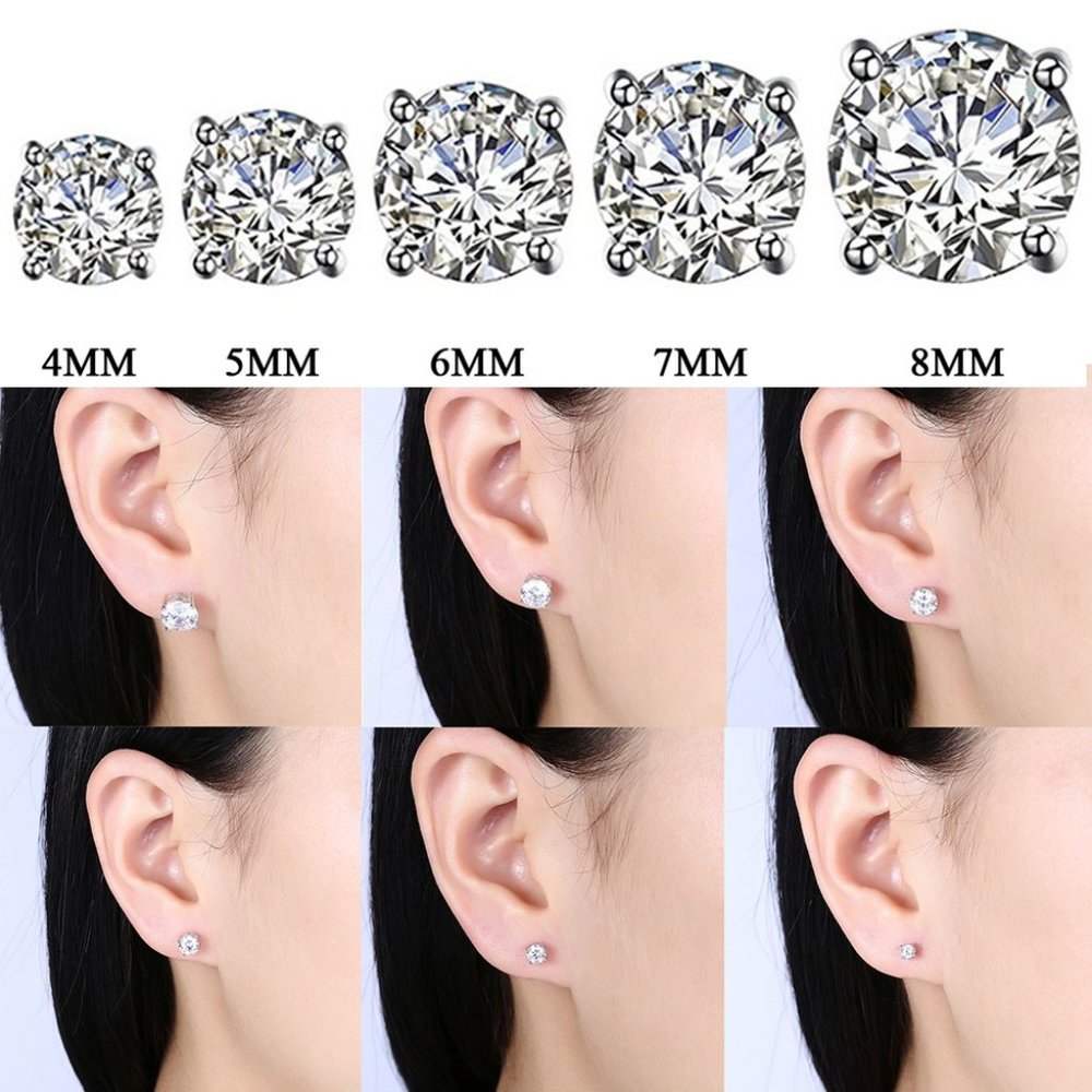 "6MM S925 Sterling Silver CZ Stud Earrings for Women/Girl, US19251015 - Picture 12 of 13